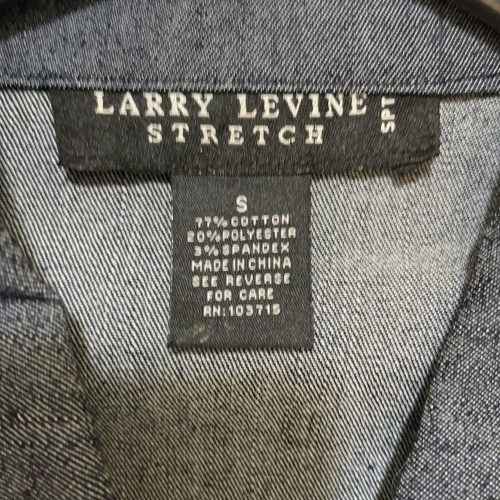 NWOT Larry Levine Blue Dark Wash Stretch Denim Jacket With Ruffles Size - S - Picture 5 of 11